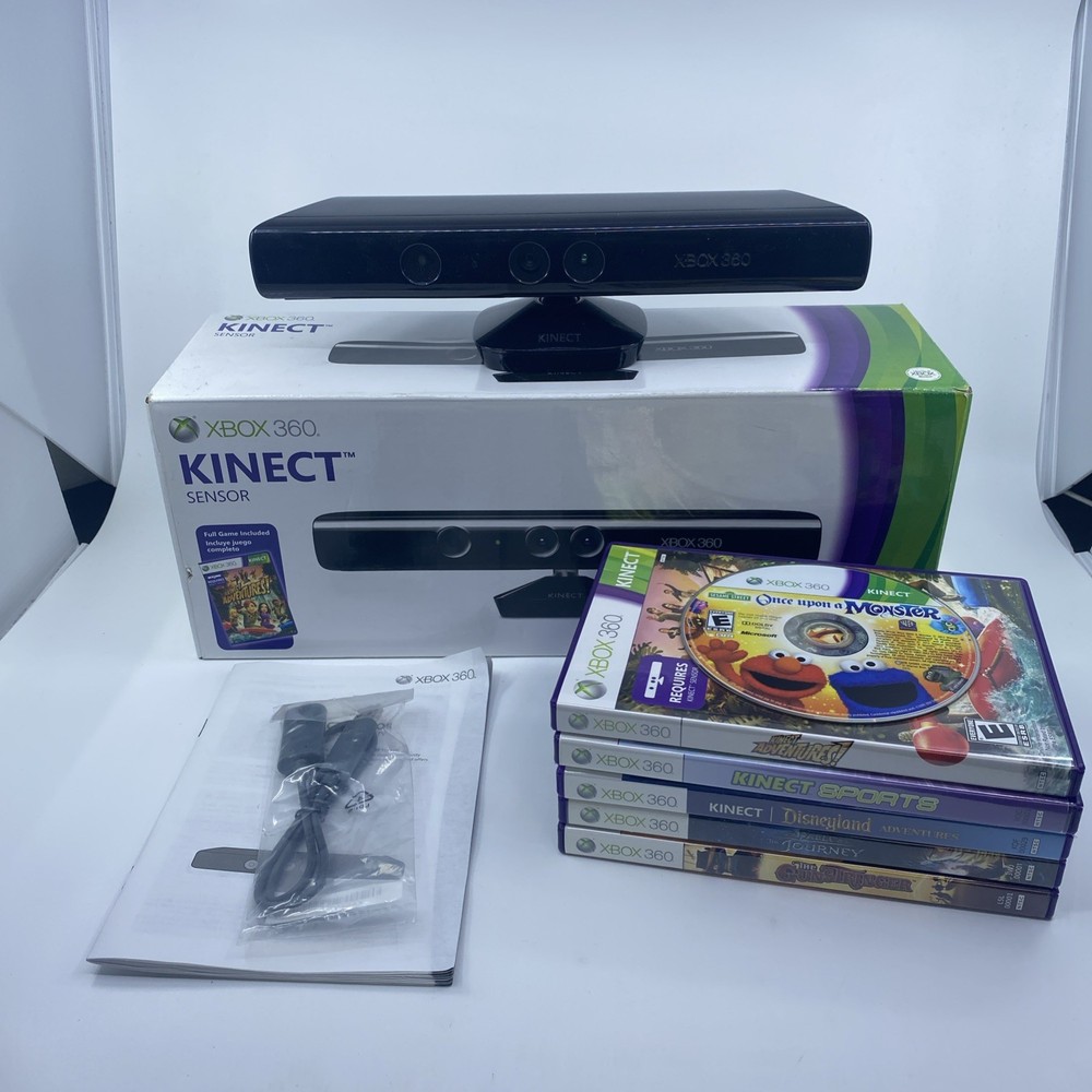 Microsoft Xbox 360 Kinect Sensor In Box w/ 6 Games Bundle
