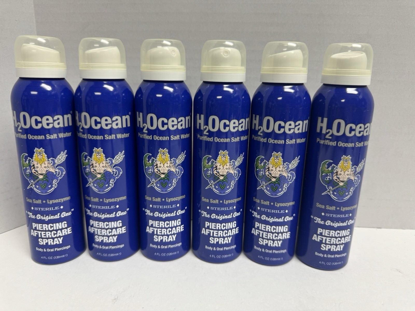 6 Pack H2Ocean Piercing Aftercare Spray 4oz Body & Oral Piercings