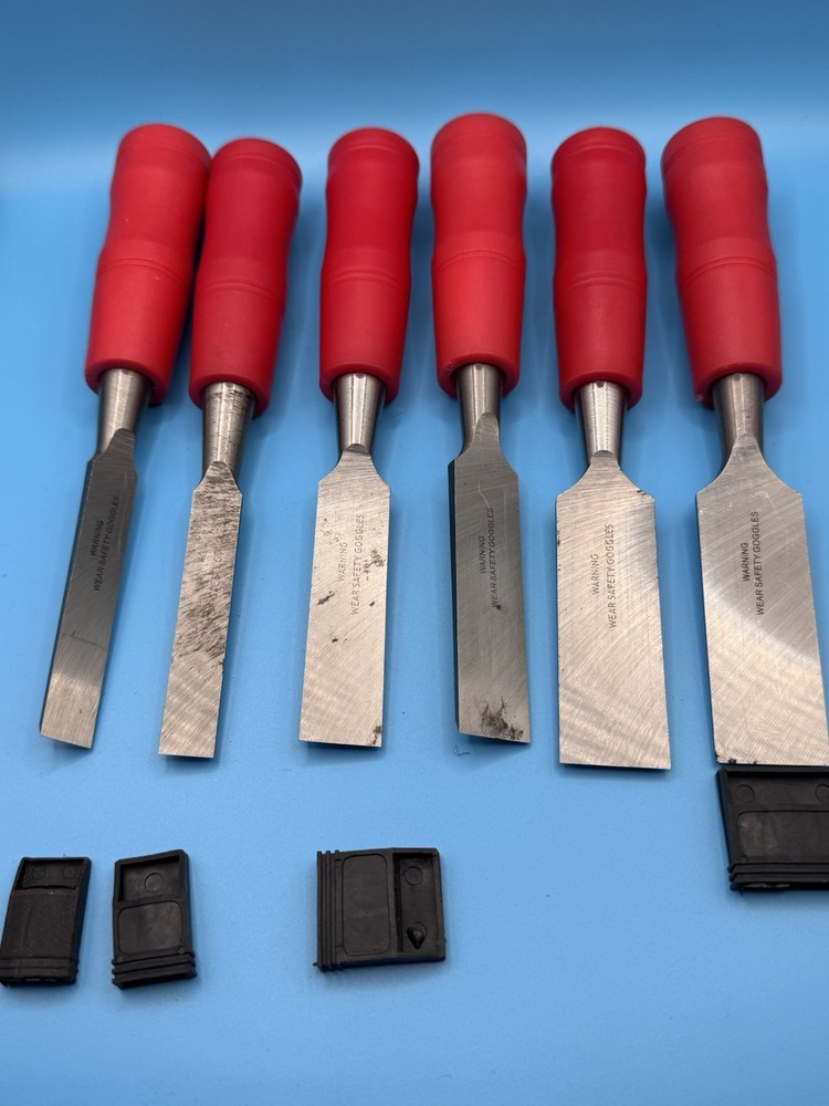 Project Source Wood Chisel Set 6 Pc 1/2” 3/4” 1” Carpentry Woodworking w/ Guards