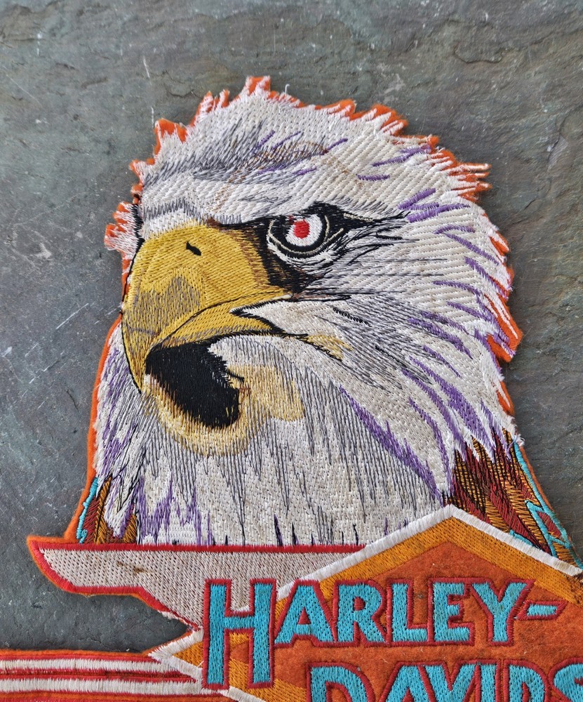 Rare Vintage Harley Davidson Patch Jacket Vest Bar & Shield Eagle Large 12"x10"