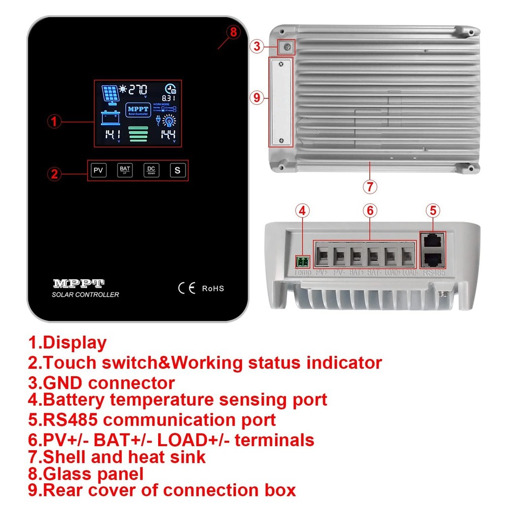 MPPT Charge Controller 60A +WIFI Cloud Moduel 12V/24V Solar Panel Regulator