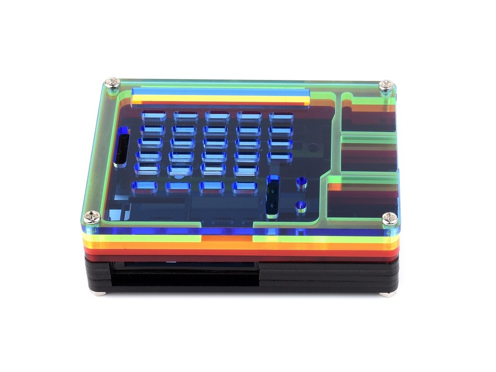 Waveshare Rainbow Acrylic Case For Raspberry Pi 5 Support Official Active Cooler