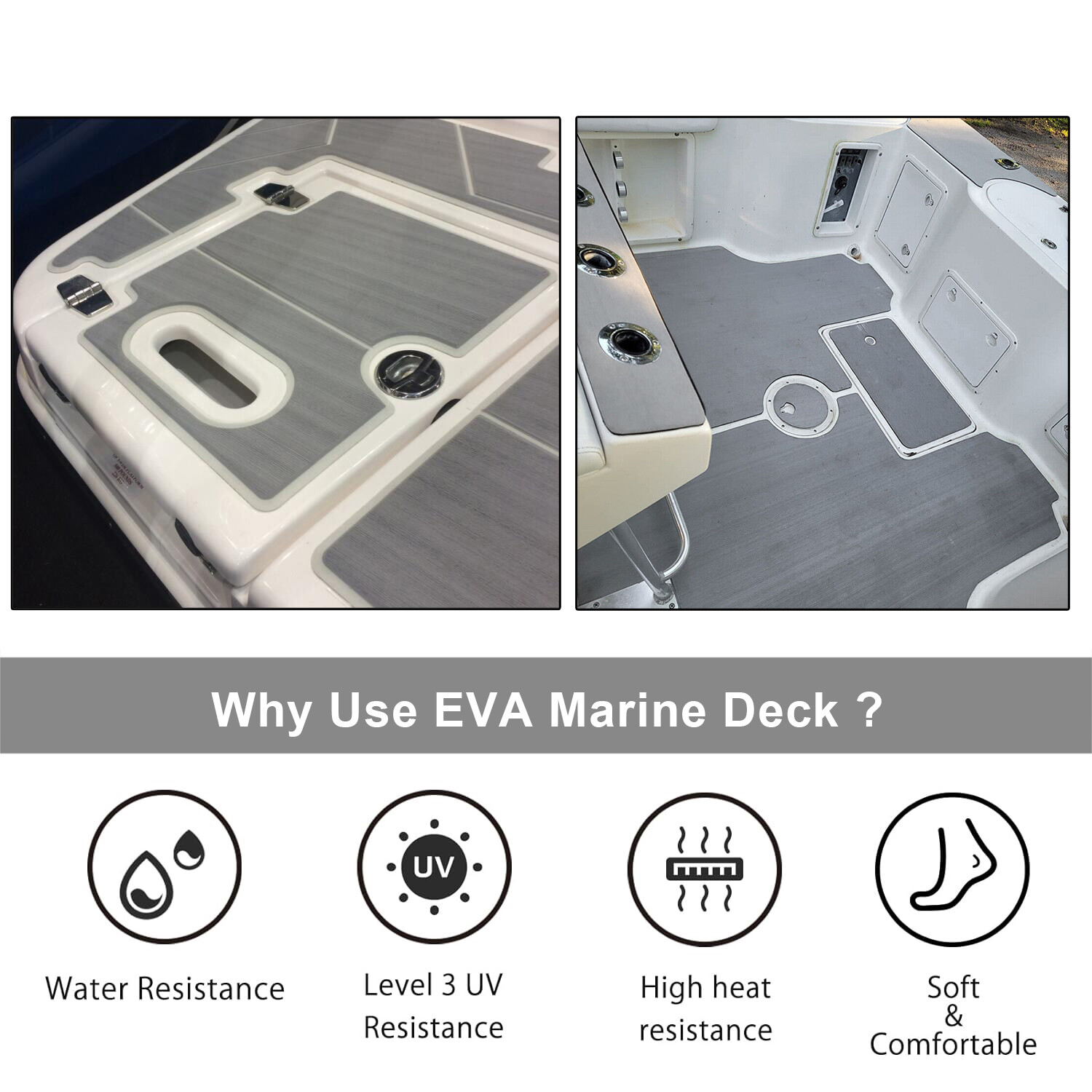 94.5" EVA Foam Boat Decking Sheet Mat Faux Teak Marine Yacht Flooring Plain Pad