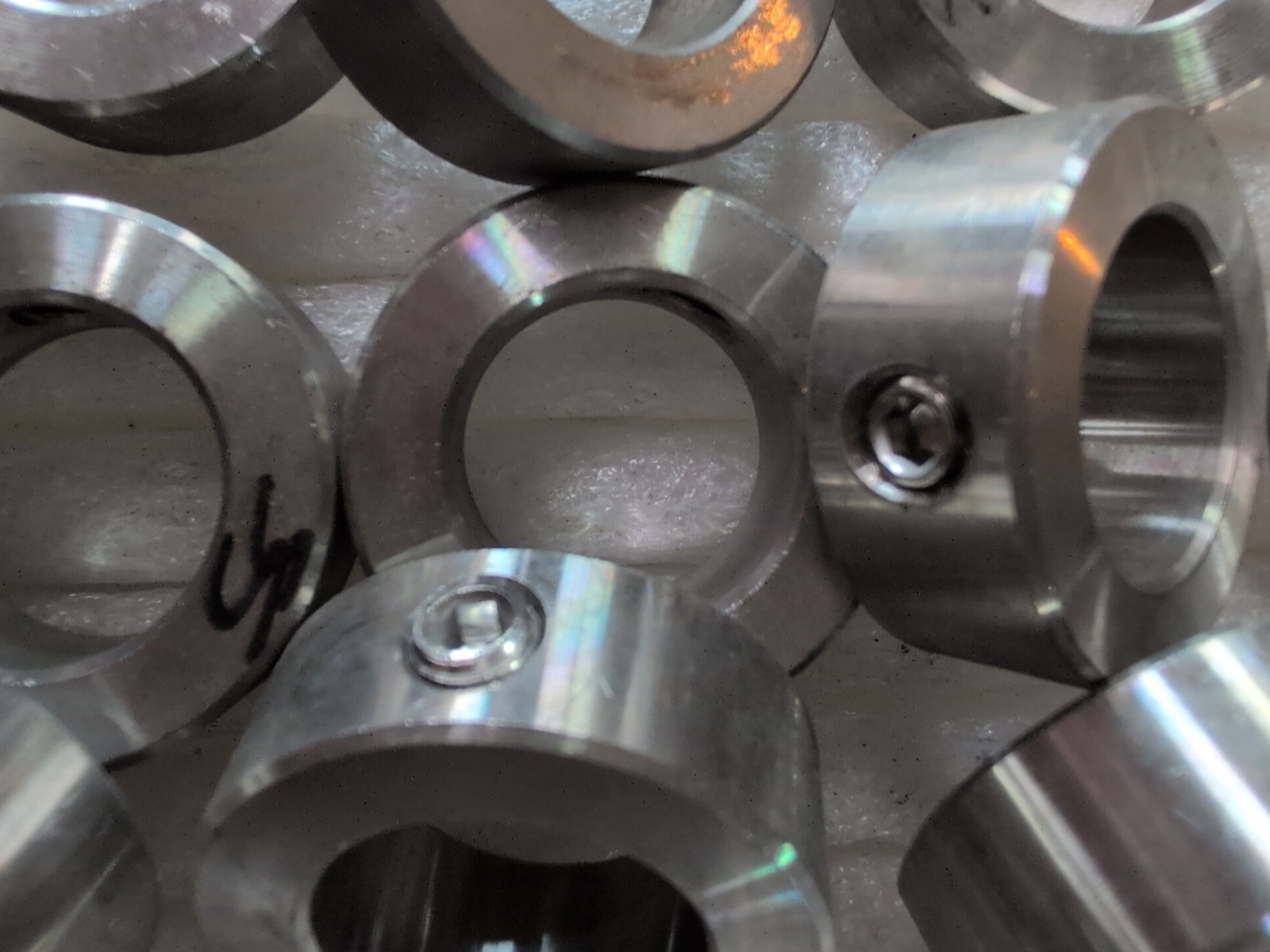 Lot of (17) 1 inch Shaft Collars, Set Screw, Stainless Steel. New/ Open Box