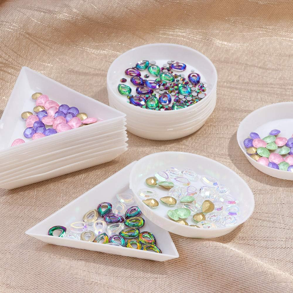 Sorting Tray 10PCS White Plastic Triangular Beads Sorting Trays Storage Containe