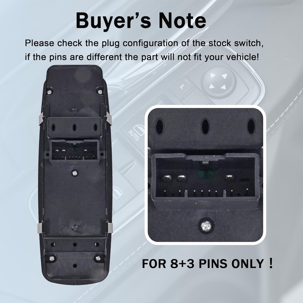 Driver Side Master Power Window Switch - 8Pins + 3Pins - Compatible with 2012-20