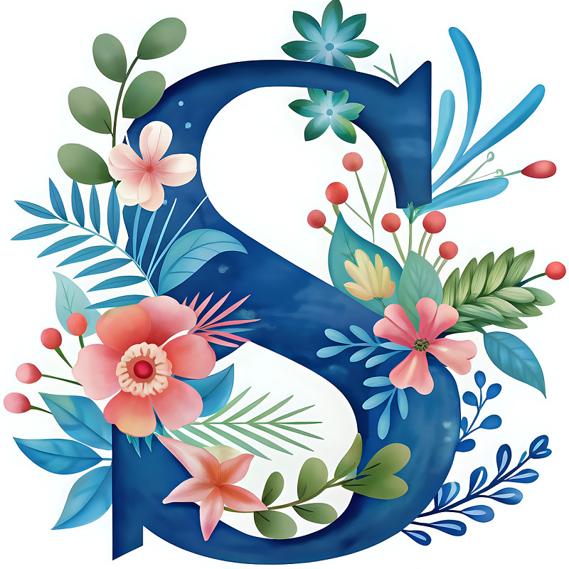 30 Custom Flowered Letter S Personalized Address Labels