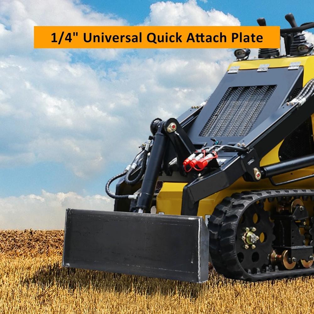 1/4" Mount Plate Mini Skid Steer Adapter Loader Quick Tach Attachment Black