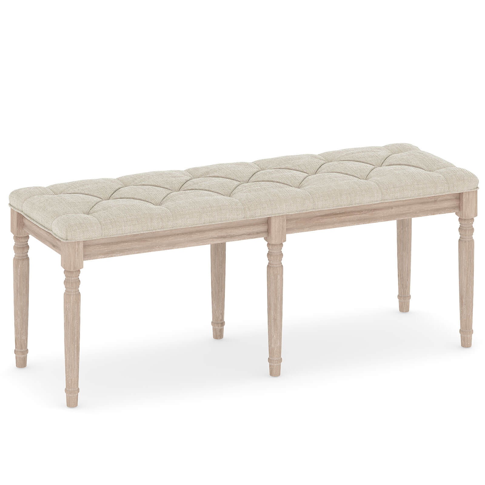 47.5” End of Bed Bench with Tufted Decoration & Antiqued Legs for Living Room