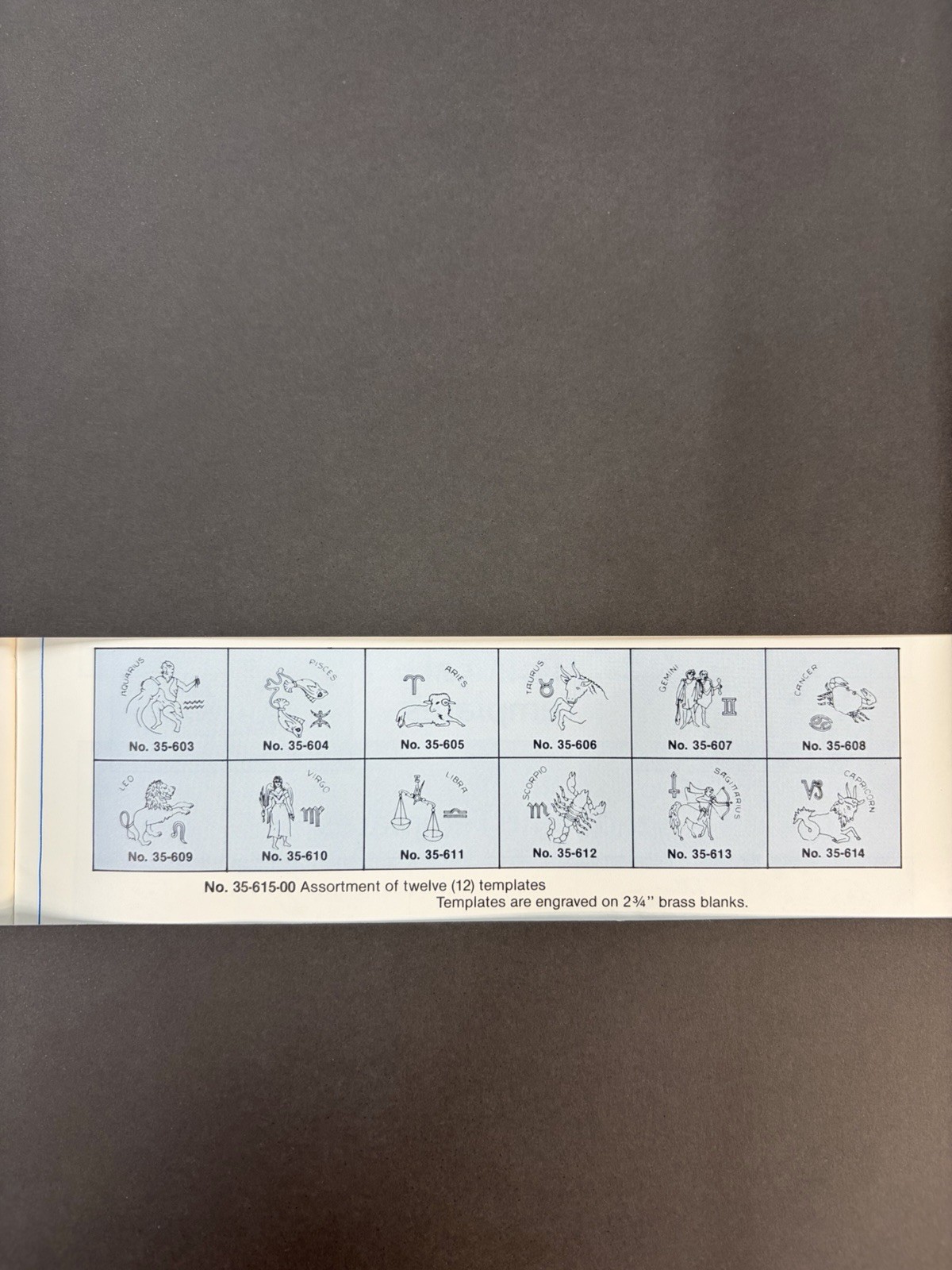 12 SIGNS OF THE ZODIAC MASTER TEMPLATES SOLID BRASS FROM NEW HERMES ENGRAVER