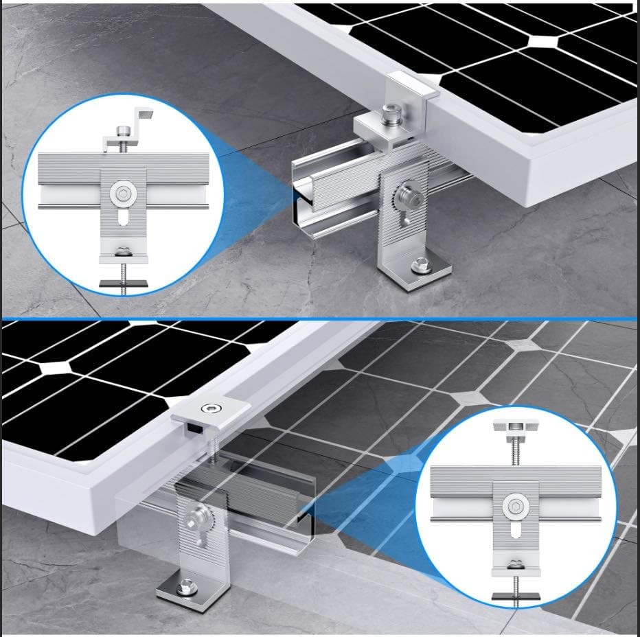 Solar Panel Mounting Bracket Kit, 10Pcs Mount for 1-4pcs Silver