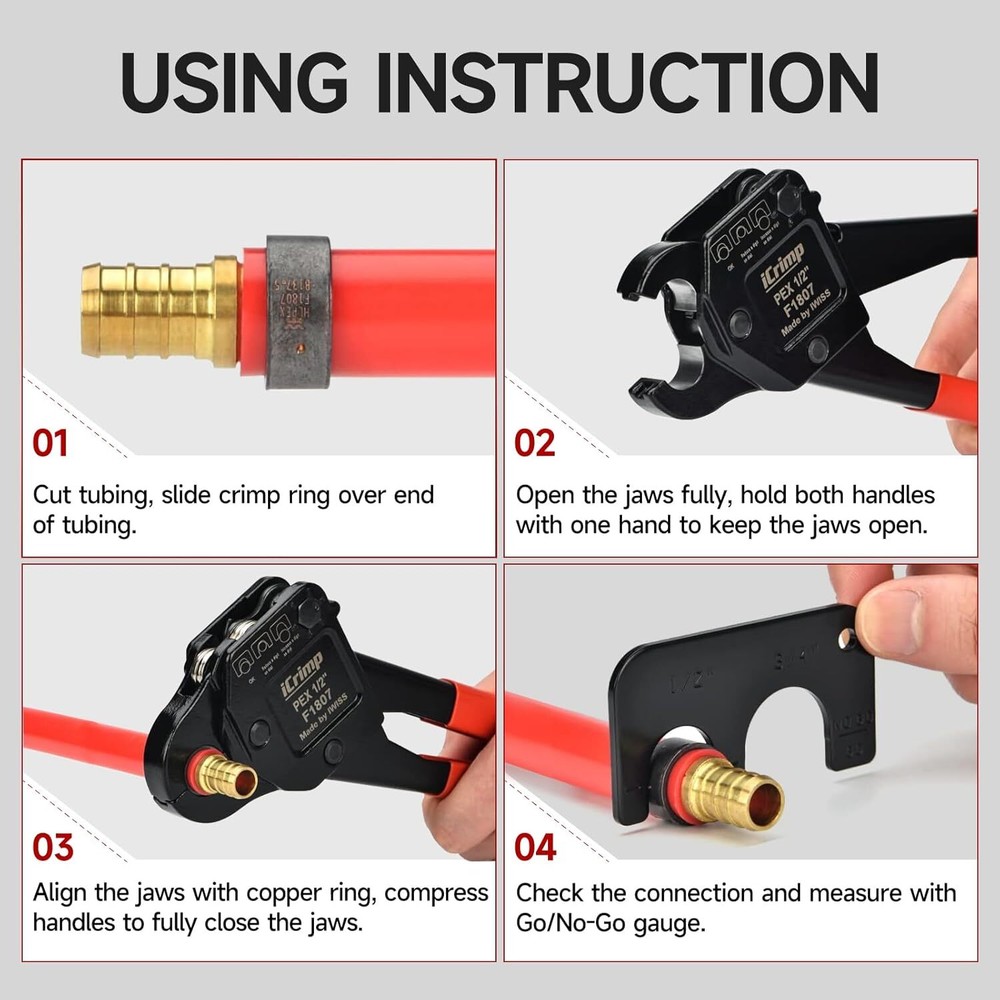 Angle Head F1807 PEX Pipe Crimping Tool for Copper Rings