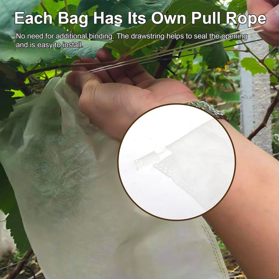 100PCS Garden Plant Fruit Vege Protect Drawstring Bags Against Insect Pest Bird