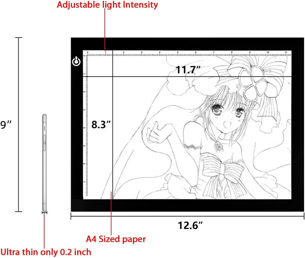 A4 LED Copy Board Light Tracing Box, Adjustable USB Power Artcraft LED Trace ...