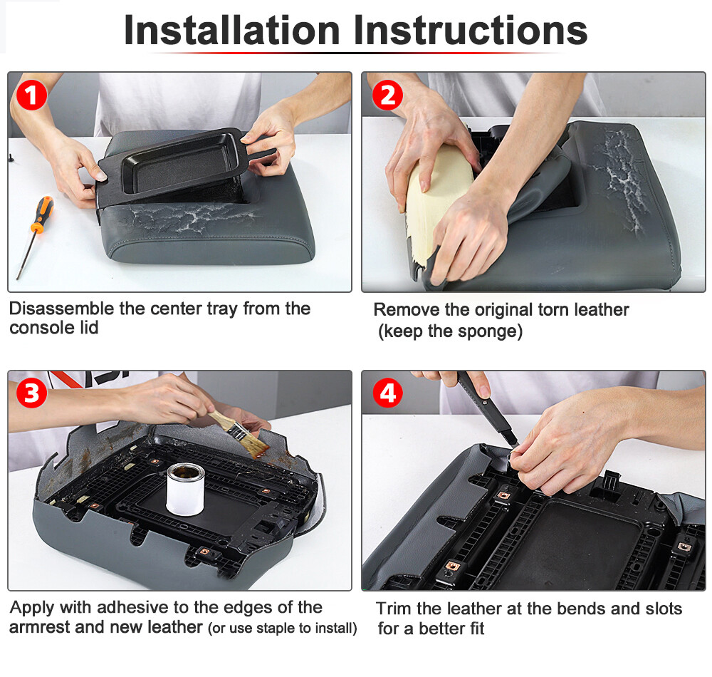 Fit 2014-2018 Chevy Silverado GMC Sierra 1500 Console Lid Armrest Cover Black