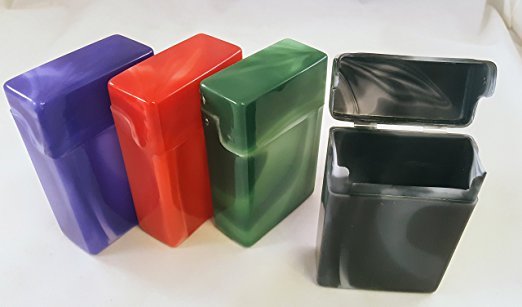 6 Crush-Proof Plastic Flip Top Hinged Lid Cigarette Case Regular - 3202