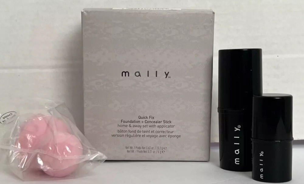 NIB Mally Quick Fix Foundation + Concealer Stick Home & Away Set Kit Medium