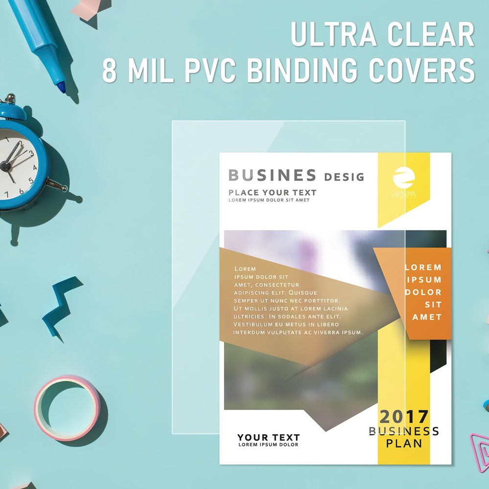 8 Mil PVC Binding Presentation Covers, COIDEA Clear Report Covers for Binding, B