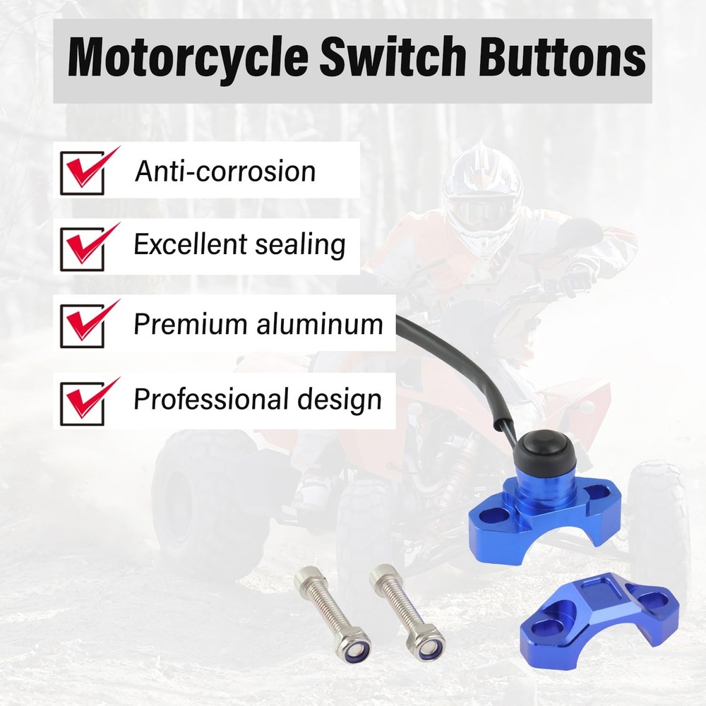 Universal Motorcycle Engine Stop Start Kill Switch Button Blue(Black Button)