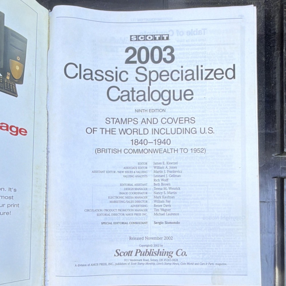 SCOTT 2003 Classic Specialized Catalogue Stamps & Covers 1840-1940