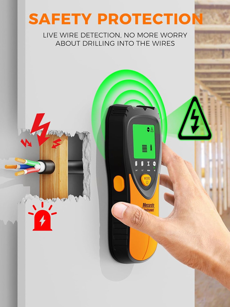 Mecurate Stud Finder Wall Scanner Sensor - 5 in 1 Electronic Stud with LCD Displ