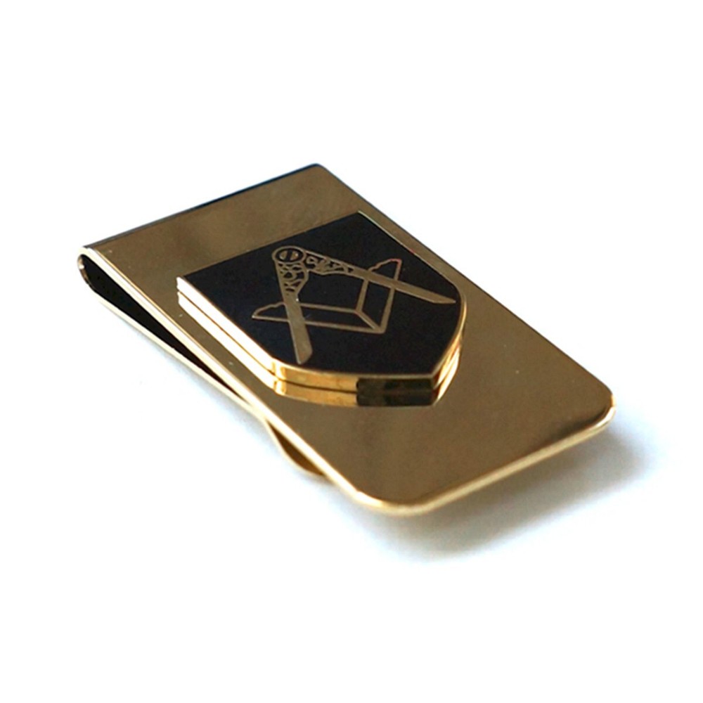 Brass Square & Compass Masonic Money Clip