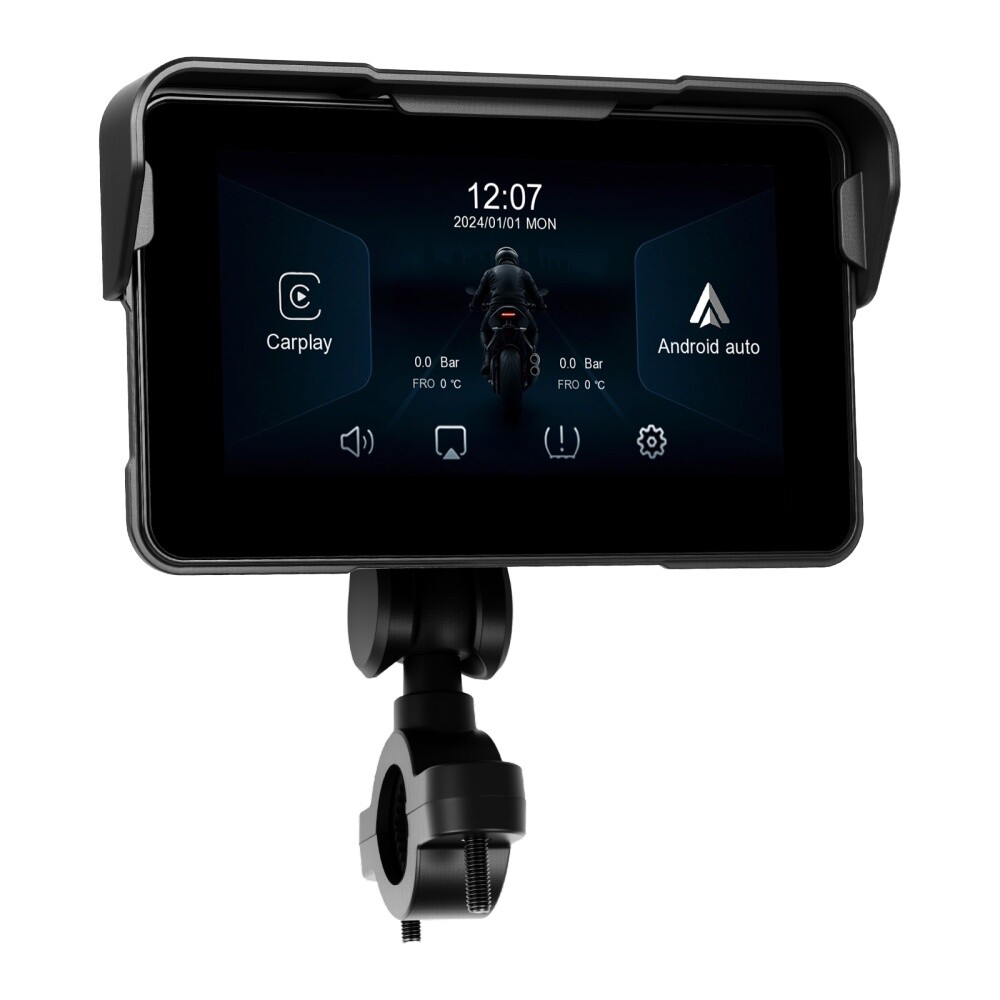 5" Waterproof Motorcycle Navigator Portable Wireless CarPlay Android Auto Screen