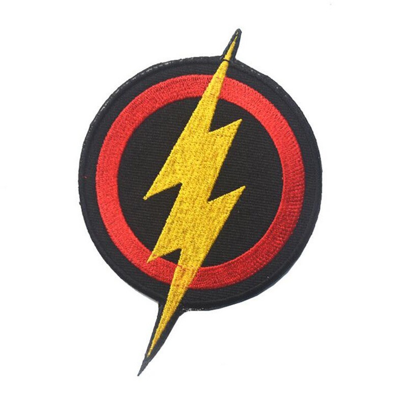 The Flash Superhero Lightning Bolt Red&Black Logo Embroidered Hook/Loop Patch