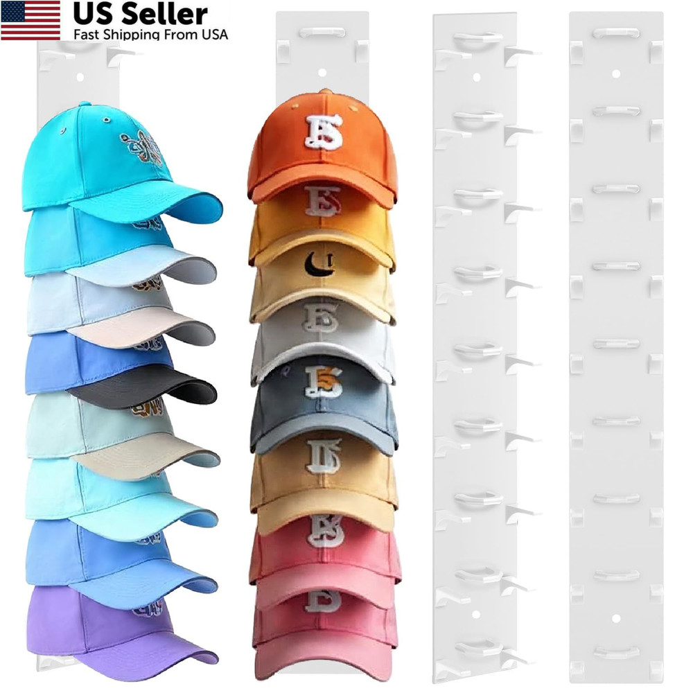 Hat Organizer for Baseball Caps, 2 Pack Rack Wall Hold 2 Pack, White