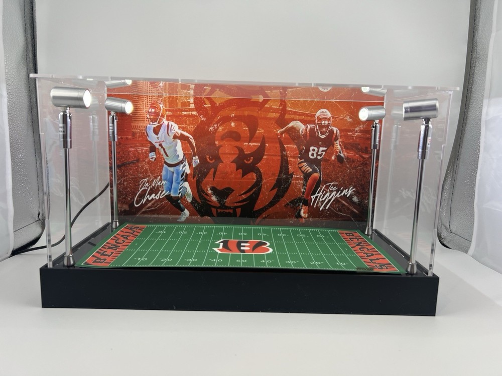Ja’Marr Chase & Tee Higgins Bengals 2 Mini Helmet Display Case W/ LED Lights