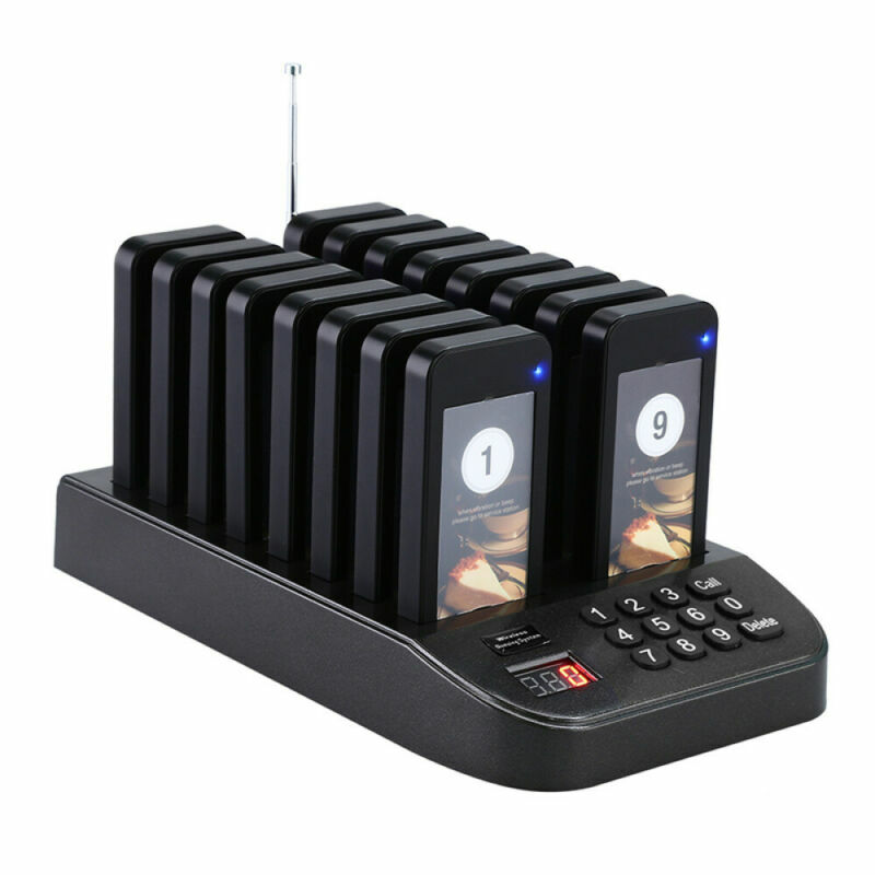 16 Pager Guest Keypad Wireless Calling Paging Queuing System Restaurant Coaster