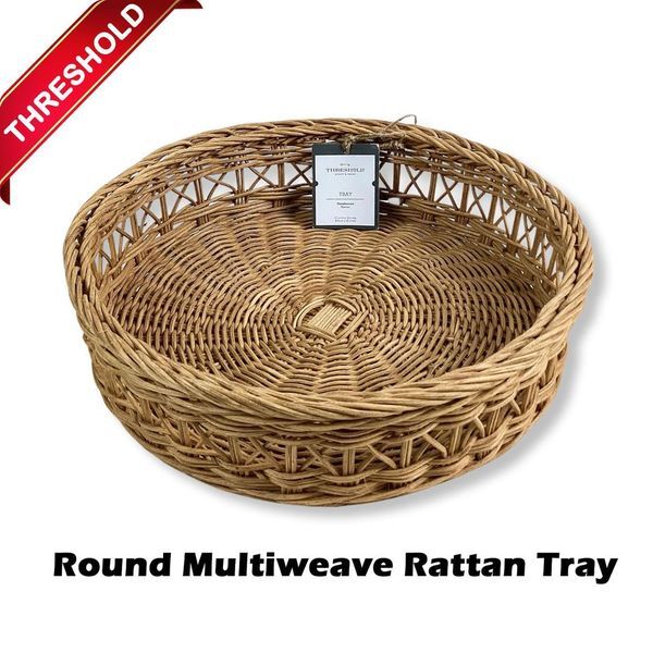 Threshold™ - Round Multi Weave Rattan Tray 191908748023