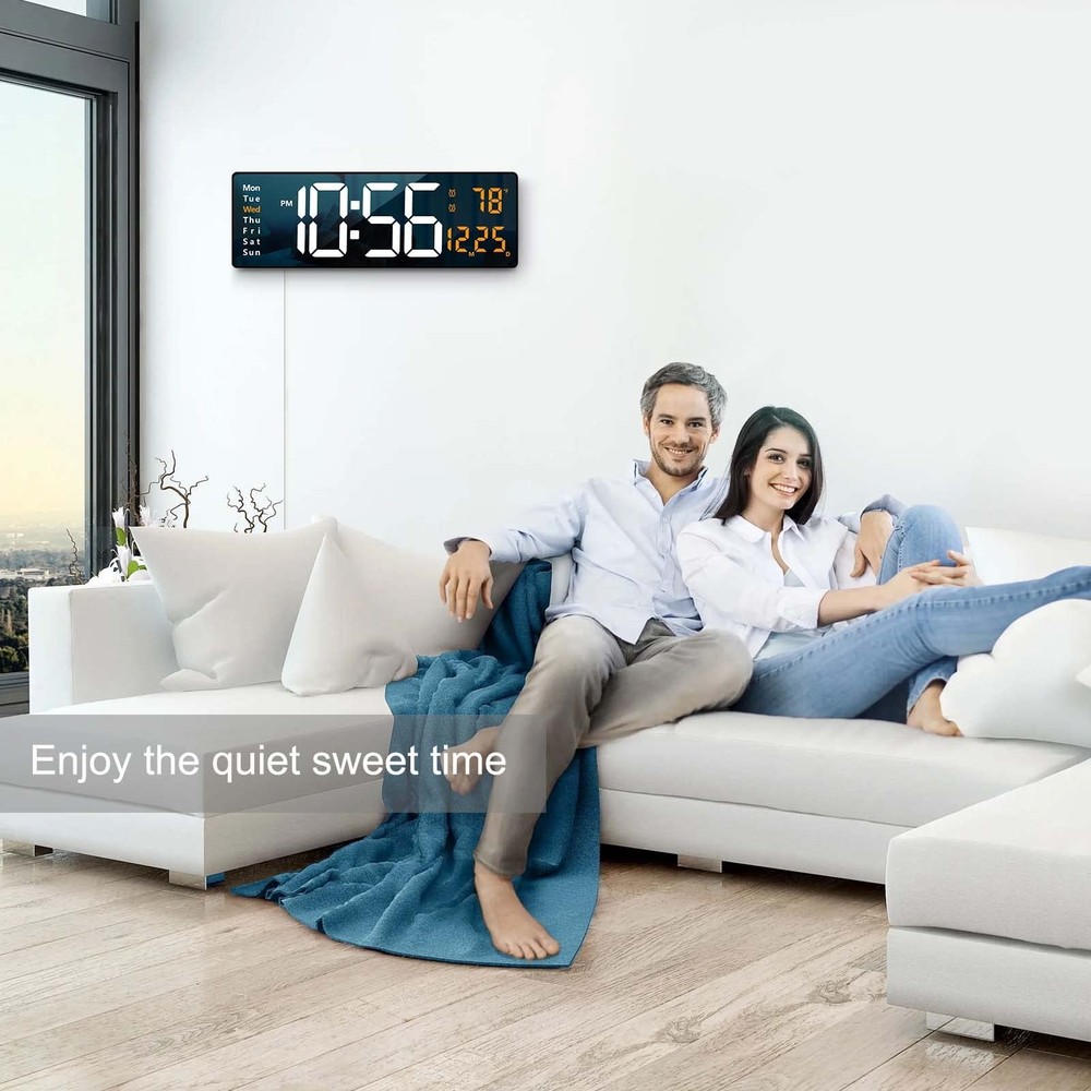 Digital Wall Clock Large Display, 16.2 Inch , LED Digital Clock with Remote C...
