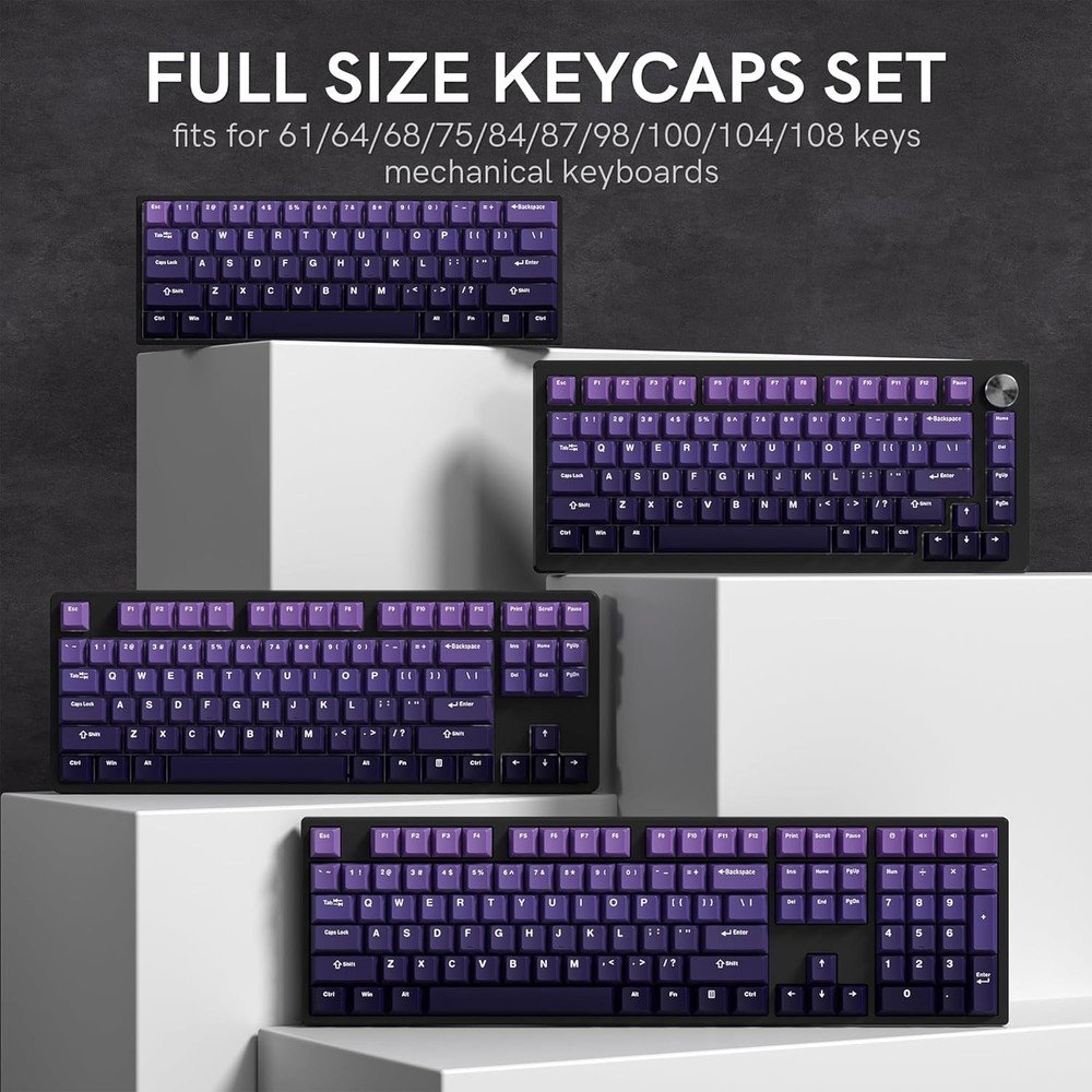 Womier PBT keycaps,Gradient Purple Custom keycaps 60 Gradient