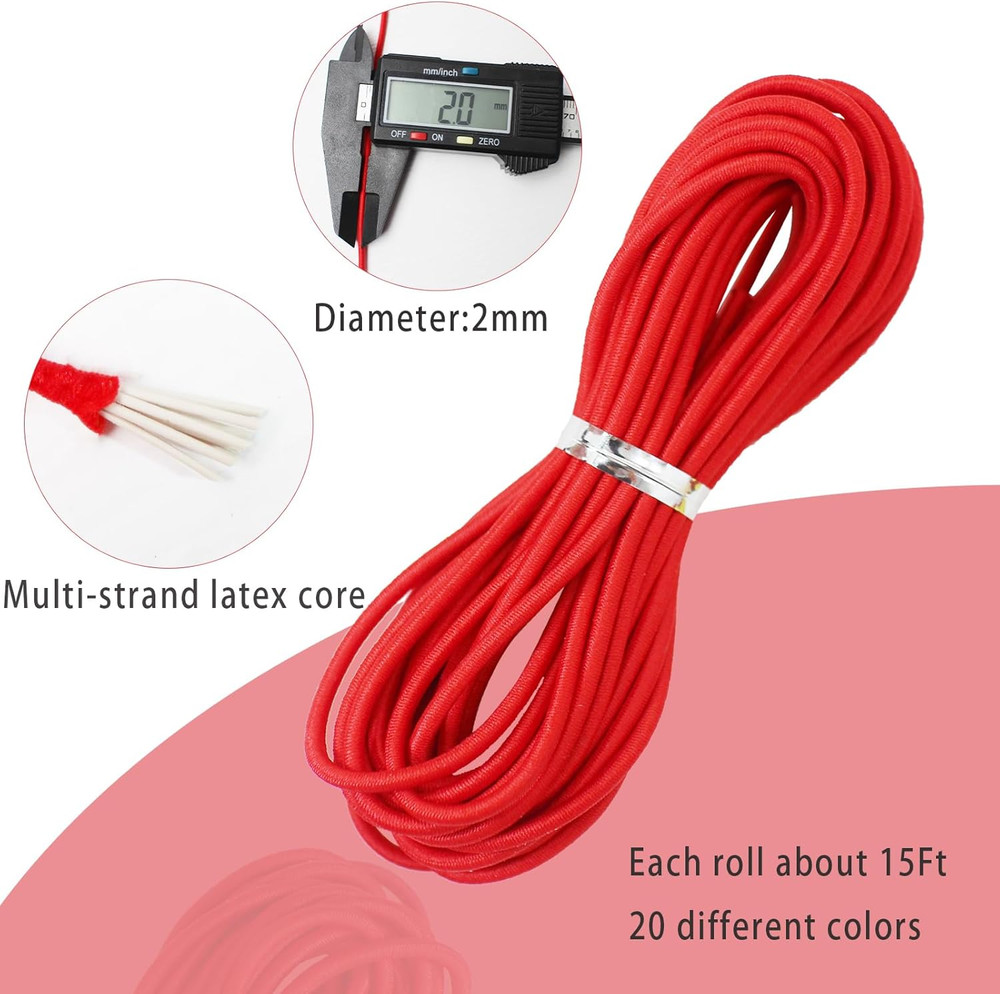 Assorted Elastic Beaded Cords 2Mm 2/25 Inch 300Ft Elastic Bracelet String for Br