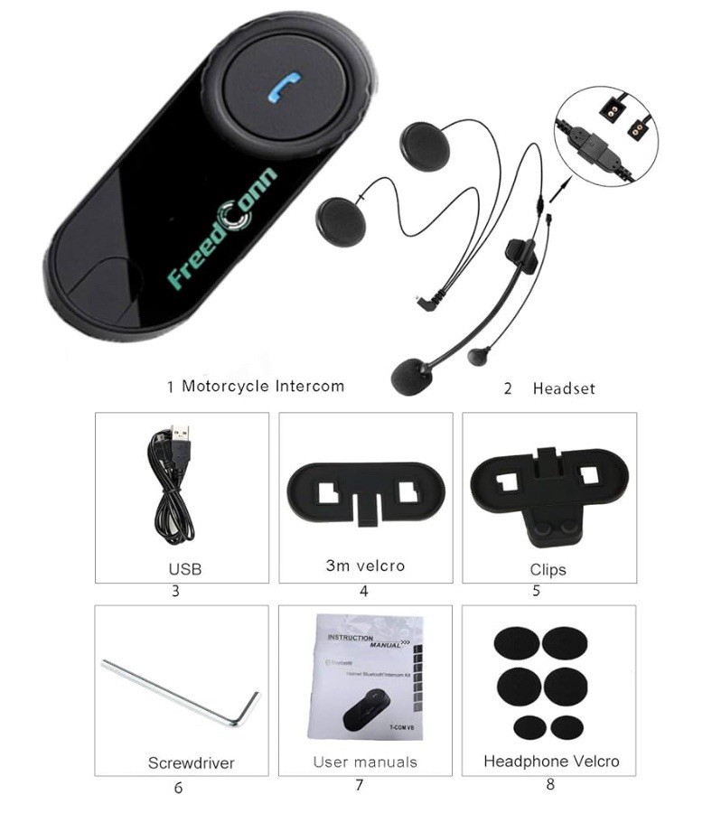 Freedconn TCOM VB Motorcycle Helmet Intercom Bluetooth Headset Wireless
