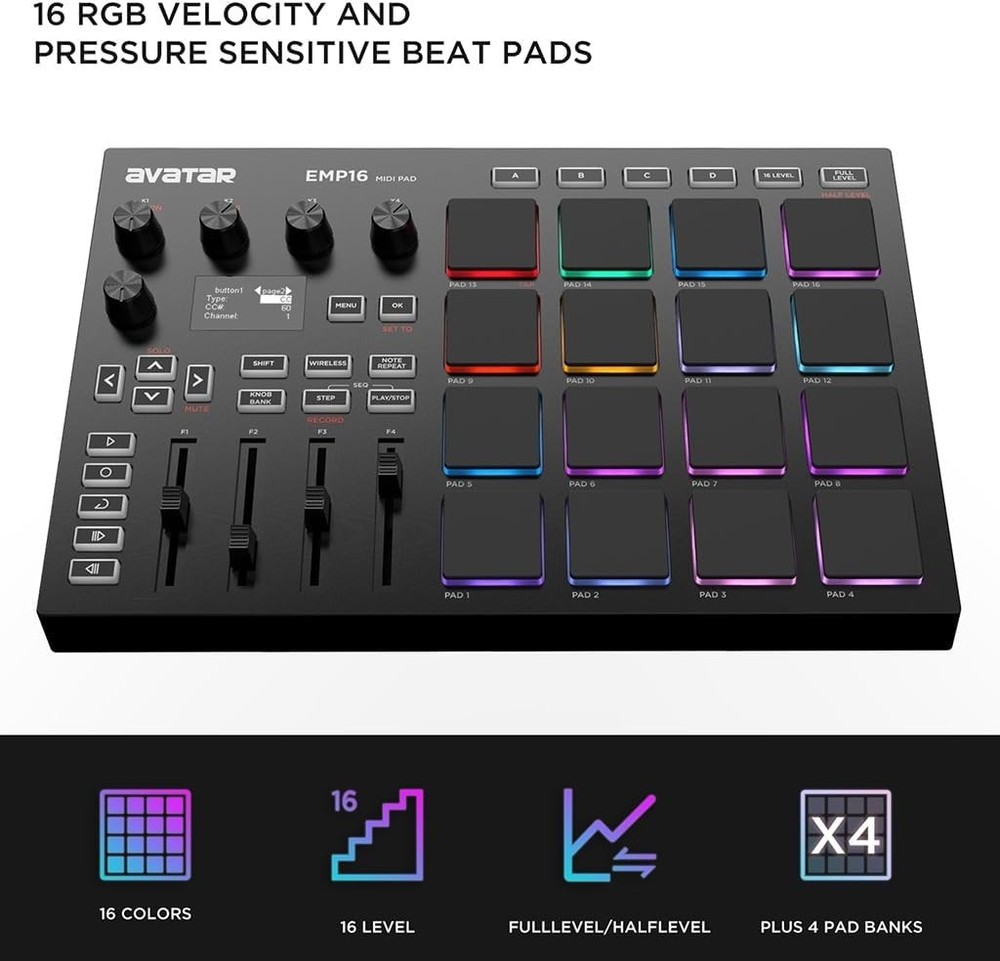 EMP16 MIDI Pad Controller Beat Maker Machine for Finger Drumming Music Making, w
