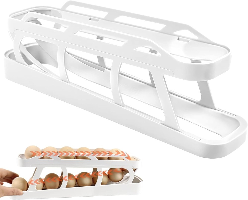 Rolling Egg Dispenser For Refrigerator, Holder Space Saving Automatic...