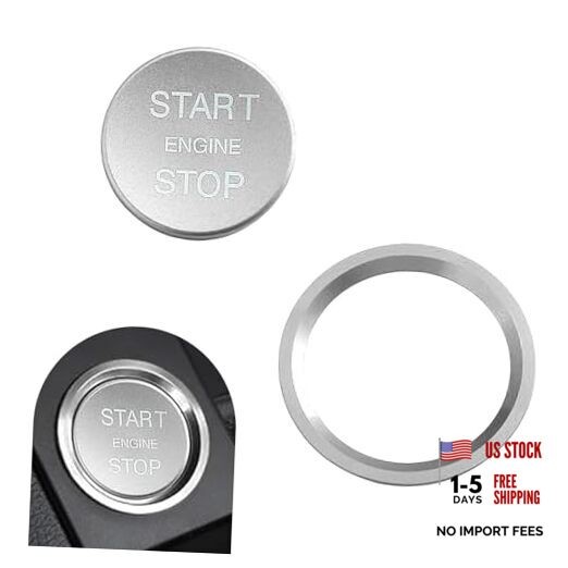 Car Engine Start Stop Push Botton Cover, Aluminum Key Ignition Switch Silver
