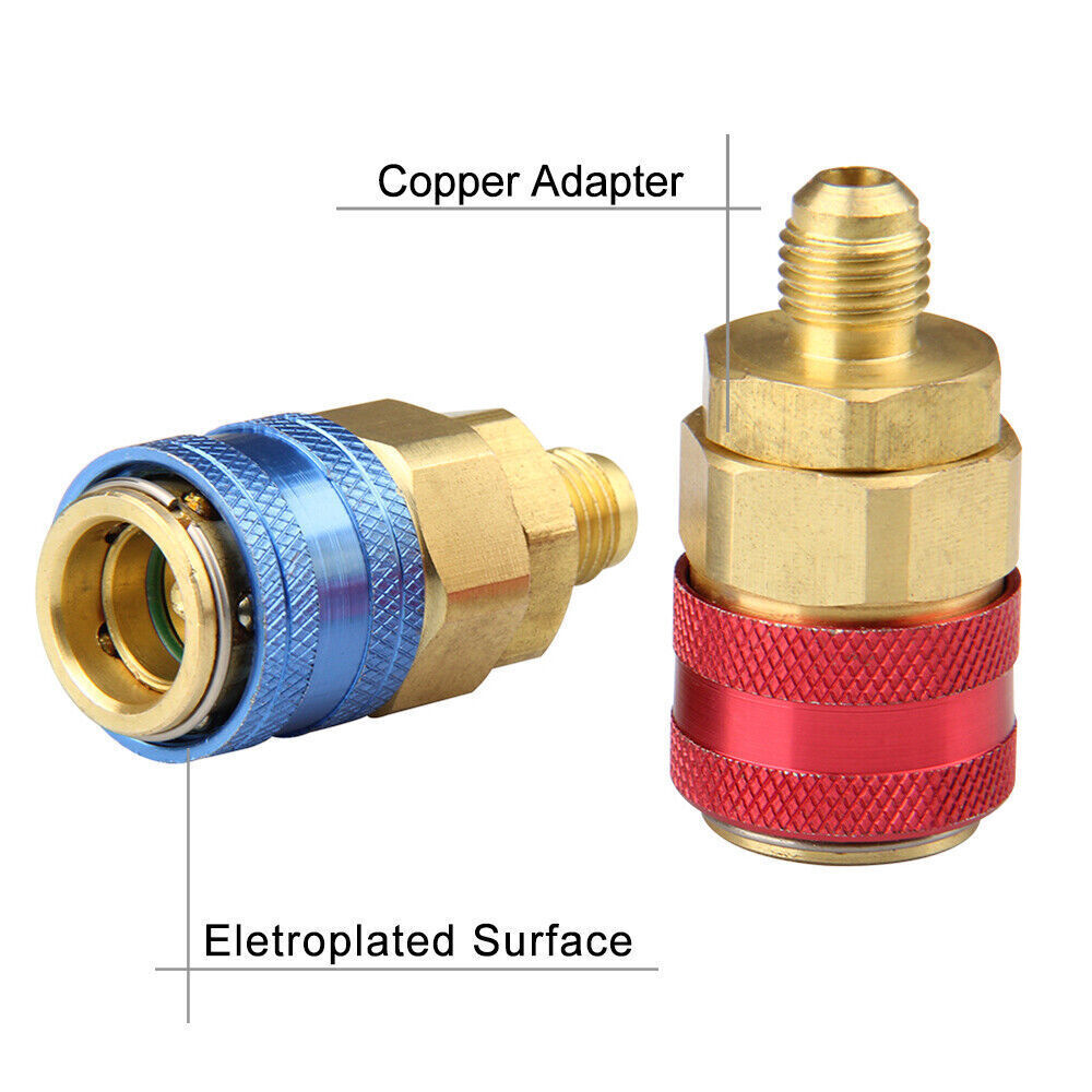 2 Quick Coupler Adapter High Low Side Conversion Kit AC A/C Freon Manifold Gauge