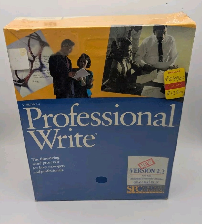 Professional Write Word Processing Software v 2.2 IBM DOS 5.25" Disks VINTAGE