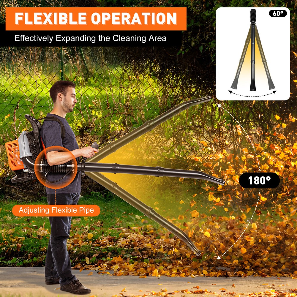 Commercial Backpack Gas Leaf Blower Manual Start 63cc Two-stroke Engine