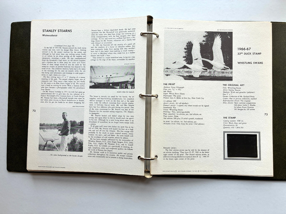 Jean Pride Stearns A Catalog of Duck Stamp Prints 1973 edition Signed no stamps