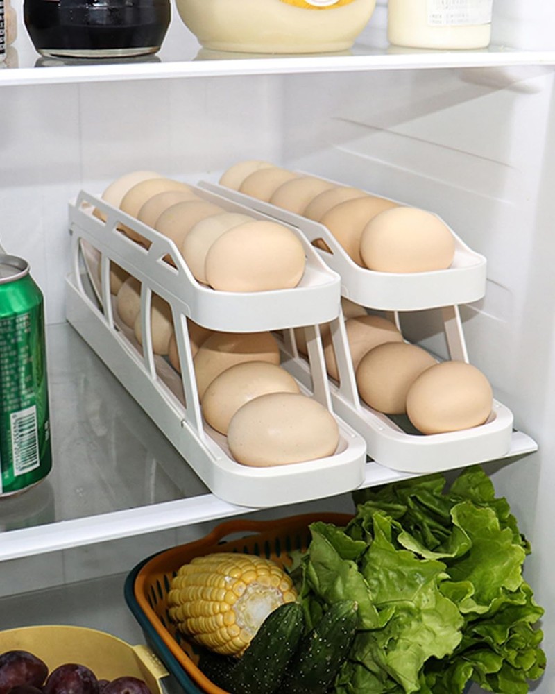 Rolling Egg Dispenser For Refrigerator, Holder Space Saving Automatic...