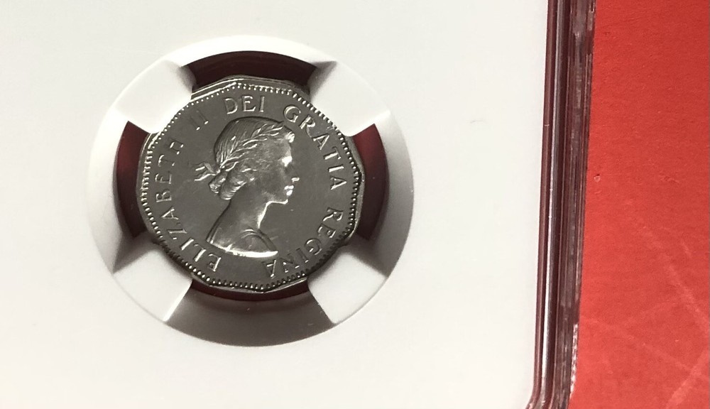 1962-CANADA-FIVE CENT COIN,GRADED BY NGC PL 66