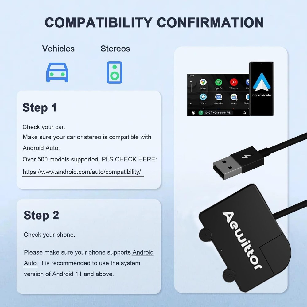 Aewittor Wireless Android Auto Car Adapter - Upgrade Your Car with Android