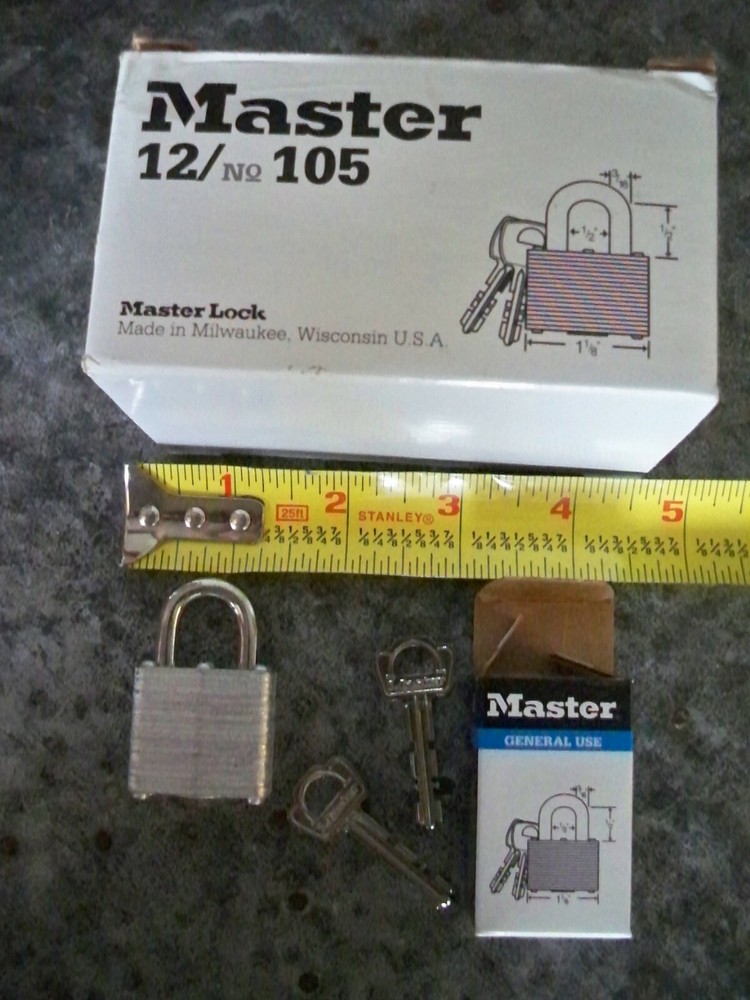 Master Lock #105 Locks 1-1/8" General Use Padlock Keyed Alike