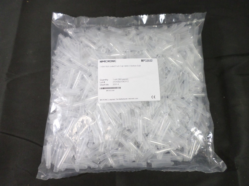 MICRONIC 1.4mL PP U-Bottom Sample Storage Pushcap Test Tubes MP32022 (960/Unit)