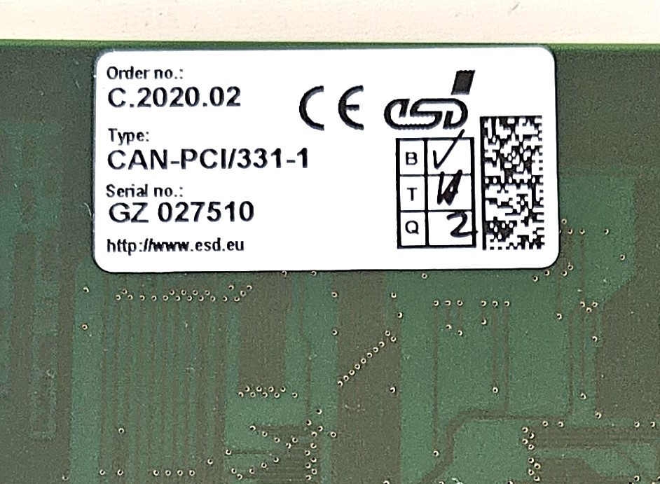 ESD CAN-PCI/331-1 Intelligent PCI-CAN Interface 1-Channel