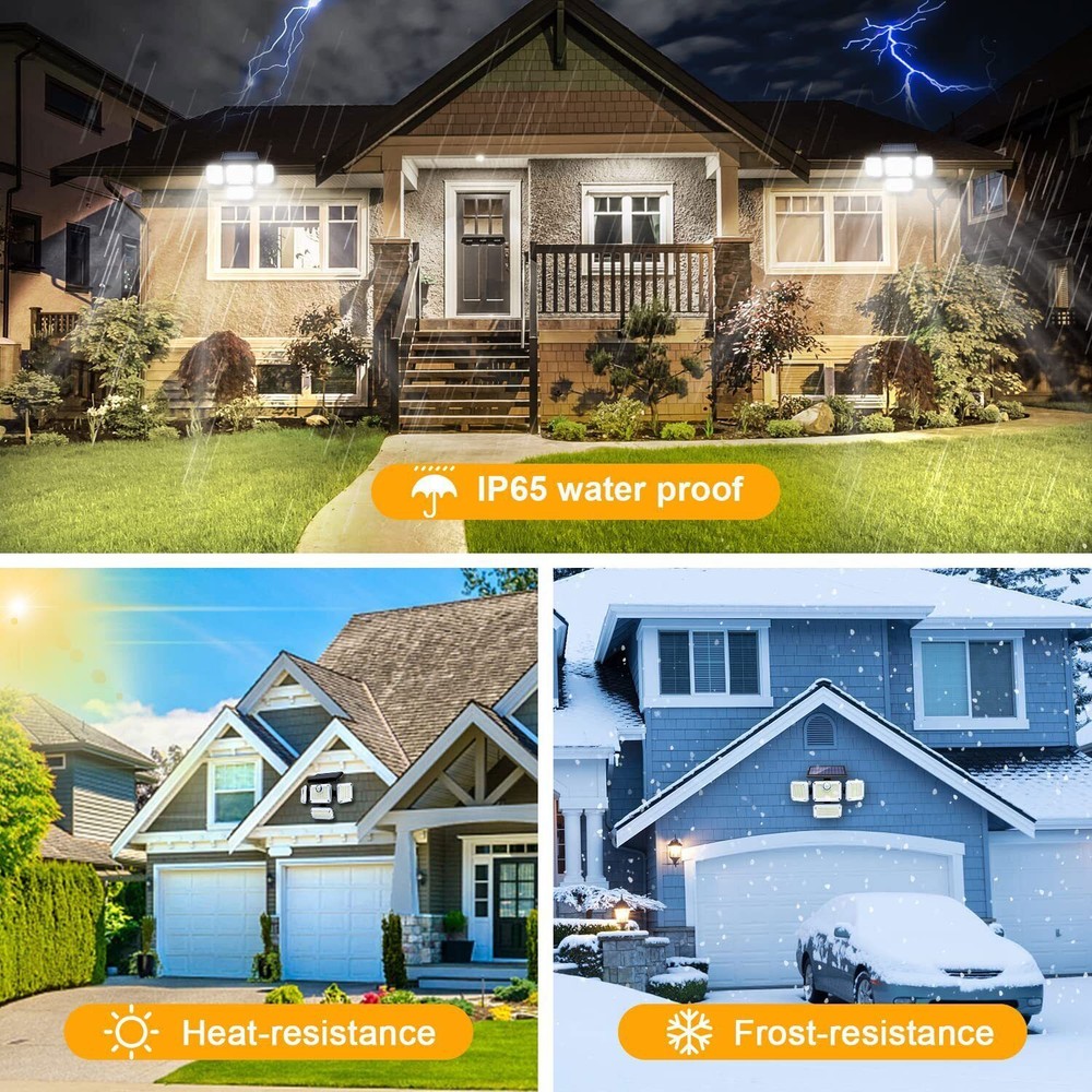 2 Pack 333 LED Motion Sensor Solar Lights Outdoor IP65 Waterproof Security Lamp